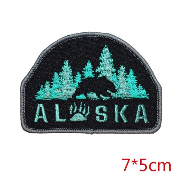 ALASKA the last fronrier bear American travel souvenir embroidery iron-on patch for Jacket Jeans Clothing Badge patch