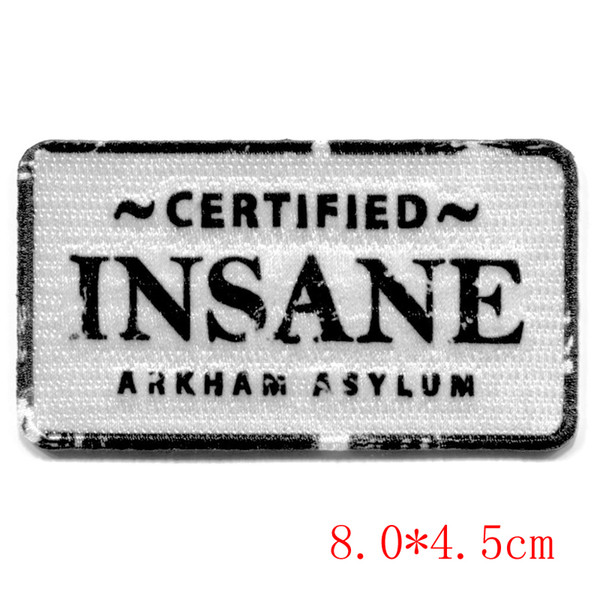 Certified insane arkham asylum batman the joker full of embroidery badge iron on patch fabric applique decoration