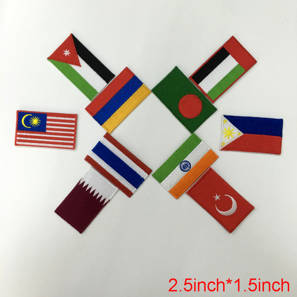 Asian countries flag sport Clothes patch Apparel Sewing & Fabric cute Letter fashion iron on patches for clothing 