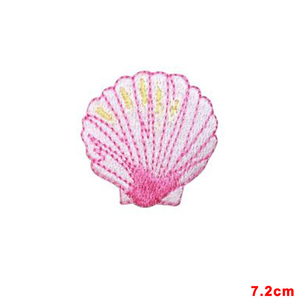 Iron On Embroidered Applique Patch Pink Shimmery Sea Shell patch for Beach Jacket T-shirt Racing Sport patches