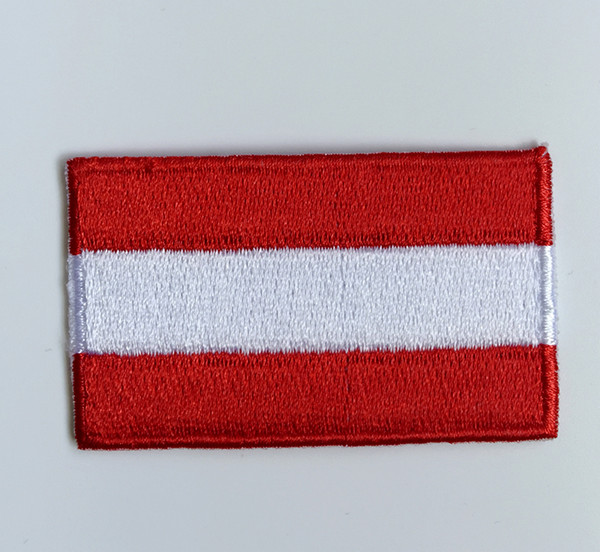 Austria flag patch hot cut iron on 100%emb low price good quality customised computer embroidery patch