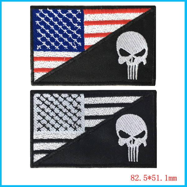 Punisher Tactical Patch - Multitan Embroidered Patches skull USA flag nation flag patch stickers apparel accessories patch