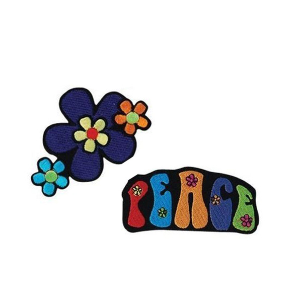 New Peace sign hippie boho retro flower love hippy applique iron on patch Stickers Appliques Badge Patches