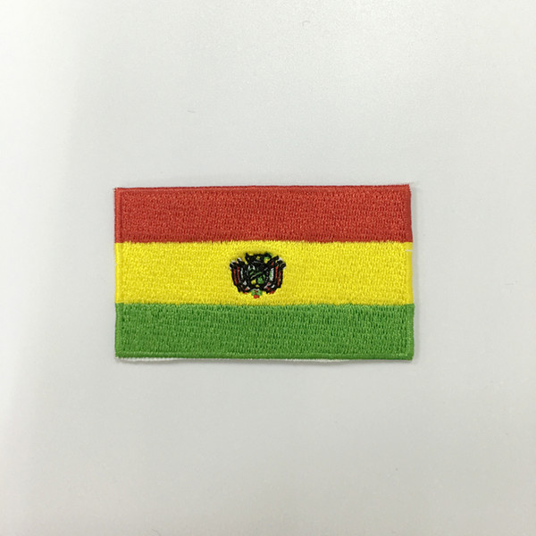 Hot Selling bolivia Nation Flag embroidered iron on patch Applique National Country Sew Trim DIY Decoration Emblems