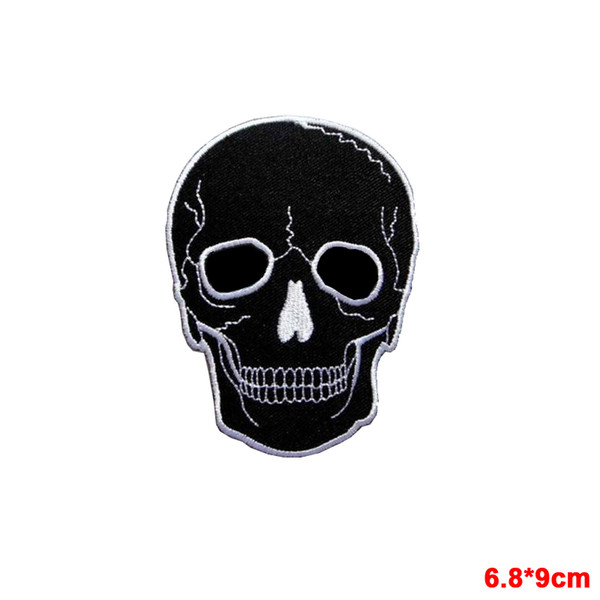 black skull motorcycle biker rock punk embroidery iron on patch for Jacket Jeans clothing badge patch