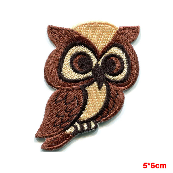 owl bird of prey hoot animal wildlife applique iron-on cartoon kid embroidery iron on patch stickers apparel accessories patch