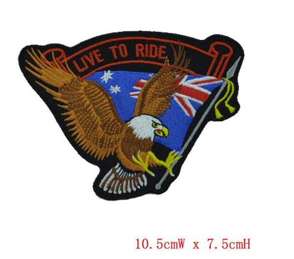 LIVE TO RIDE LETTERS EAGLE EMBROIDERY IRON ON BACKING PATCH HOT SALE CUSTOM BADGE ALL FREE SHIPPING