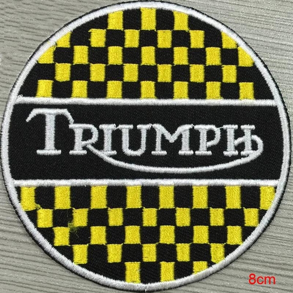 Triumph custom logo patch iron on cloth hat or bag can be custom embroidery factory in china