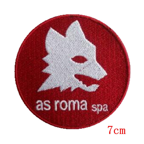 Wolf head in white Roma Spa red background embroidered iron on patch for Jacket Jeans Clothing Badge