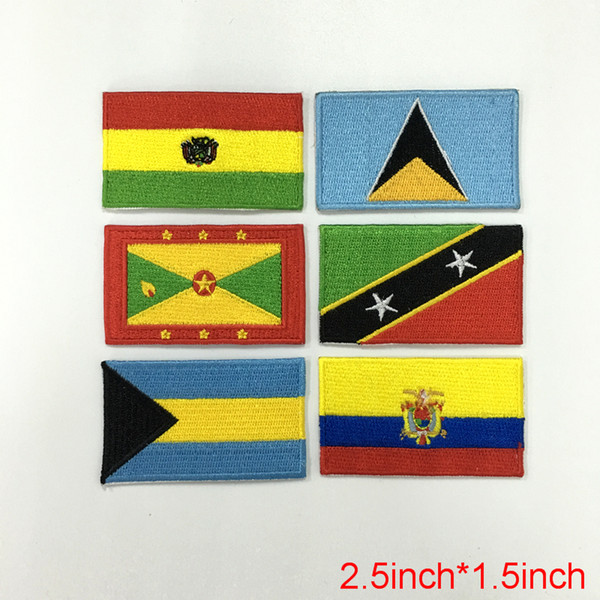 Ecuador embroidered flag patch 2.5X1.5inch hot cut iron on 100%emb low price good quality computer embroidery patch