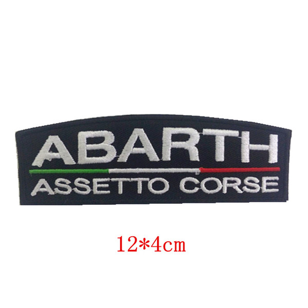 Abarth letters embroidered Iron on or Sew on decoration patch for Jacket Jeans Clothing Badge Stickers Apparel Accessories