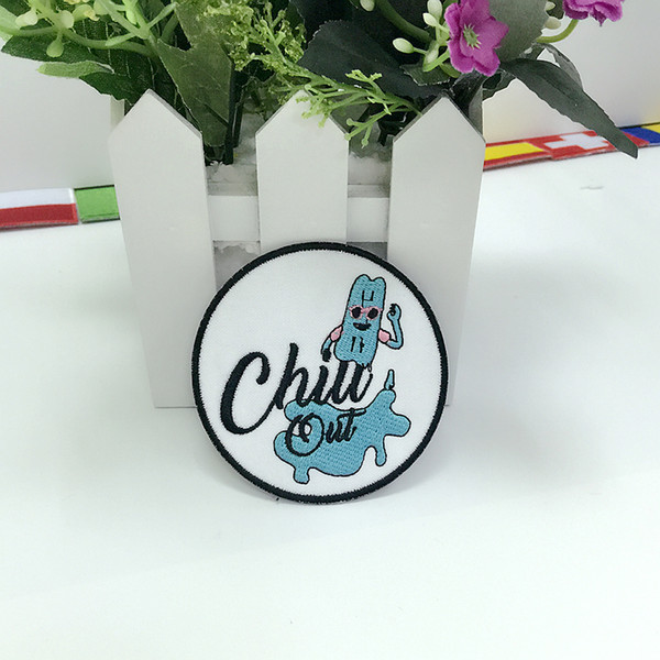 chill out brand ice cream embroidery patch iron-on Jacket Sticker, Children Clothing DIY Apparel Accessories patch