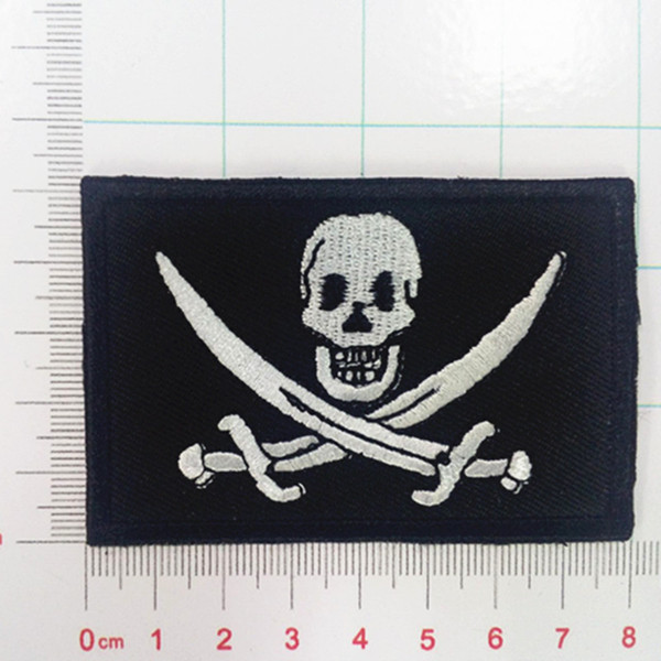 Skull and pirate sword logo Captain Jack Embroidered iron on or sew on patch for Jacket Jeans Clothing Badge