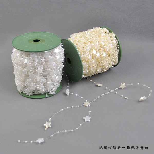 60M Multicolor Star Fishing Line Imitation Pearl Beads Chain Trim for DIY Wedding Party Decoration Jewelry Findings Craft Accessories