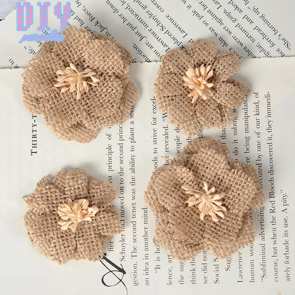 50PCS DIY flower Retro Natural Burlap Ribbon Lace Trim Rustic Jute Garland Hessian Roll Wedding Party Decoration Craf
