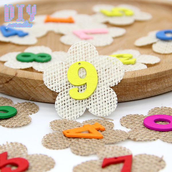 50PCS DIY handmade numeric flower Retro Natural Burlap Ribbon Lace Trim Rustic Jute Garland Hessian Roll Wedding Party Decoration Craf