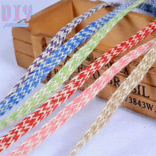 100M colorful Retro Natural Burlap Ribbon Lace Tape Trim Rustic Jute Garland Hessian Roll Wedding Party Decoration Craft