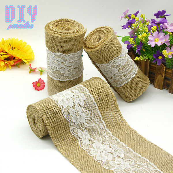 48M Retro Natural Burlap Ribbon Lace Tape Trim Rustic Jute Garland Hessian Roll Wedding Party Decoration Craft