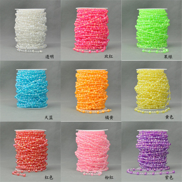 20M Multicolor Fishing Line Imitation Pearl Beads Chain Trim for DIY Wedding Party Decoration Jewelry Findings Craft Accessories