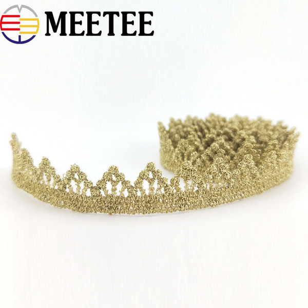 Meetee 1.2cm Water Soluble Embroideried Lace Trims Vintage Crochet Gold Lace Ribbon Lace Applique For Wedding Dress Decoration