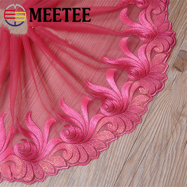 Meetee Water Soluble Lace pink flower Embroidery grenadine fabric Handmade home dress doll 20cm DIY Clothing Skirt Accessories