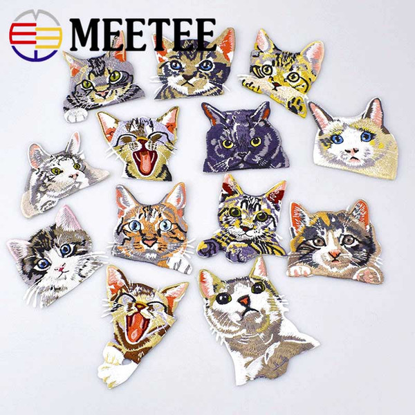 Meetee cute Pocket cat fine embroidery patch decoration child shirt animal patches clothes diy Embroidery Accessories