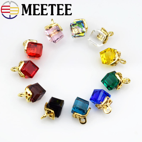 Meetee Fashion Crystal Glass Button Diamond Buckle Color Shirt Buttons Cardigan Sweater Mink Button DIY Hairclip Accessories