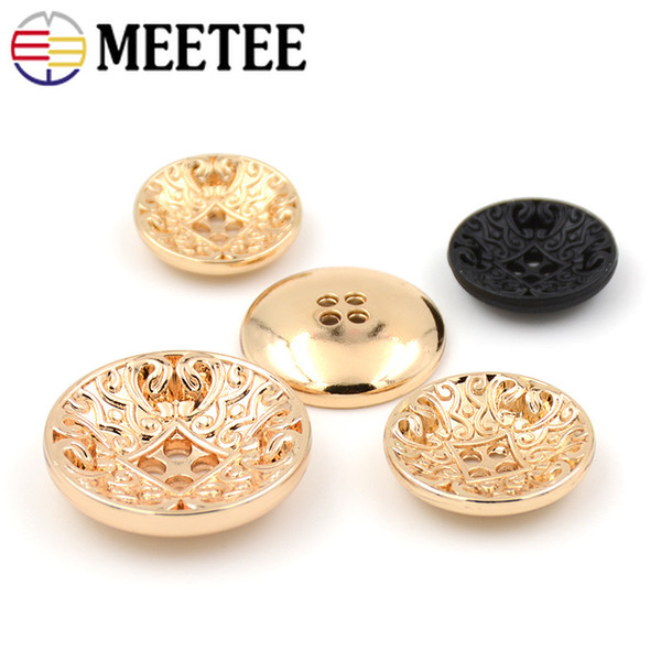 Meetee Four hole Metal Gold Round Button 15mm 23mm retro Men Women's Casual Jacket Windbreaker Coat Buckle Craft Clothing Sewing Accessory