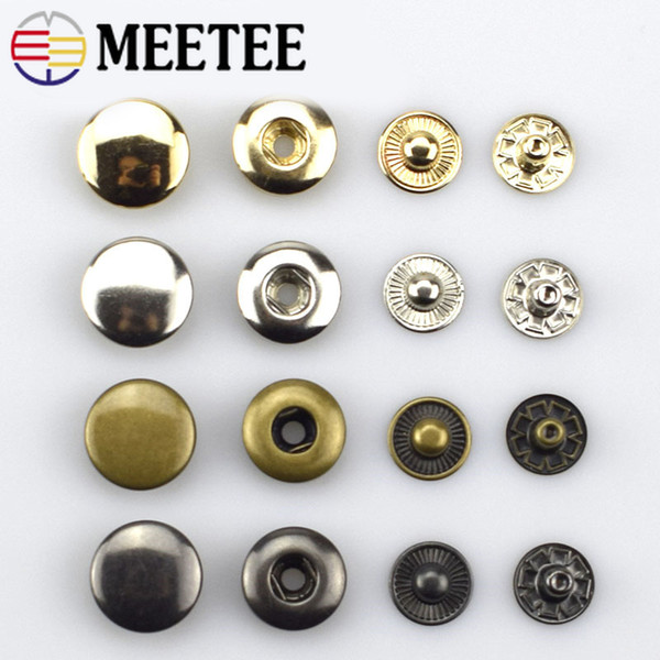 Meetee 15mm Round copper snap button Metal Press Studs Snap Fasteners Clothes Bags Leather Craft Sewing buttons D7-2