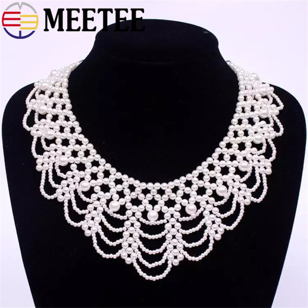 Meetee pearl hollow out False collar Ladies Retro shirt Pearl Decoration sweet Doll collar clothes DIY accessories ZK769