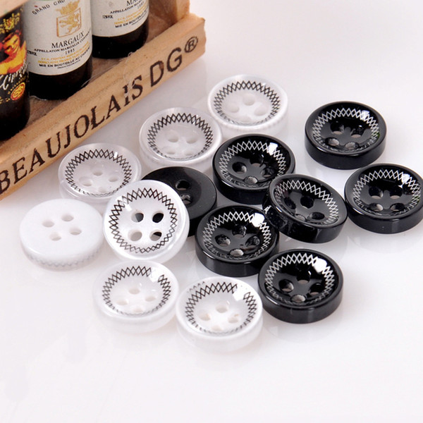 Meetee 11.5mm White Black Resin Buttons for Suit Sweater Shirt 4-Holes Men and Women's Clothes Sewing Buttons ZK1017