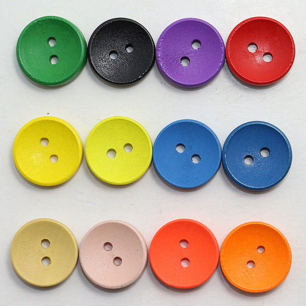 Meetee 15mm wooden children shirt button colorful mixed round spot wood buttons clothing sewing accessories wholesale C1-20