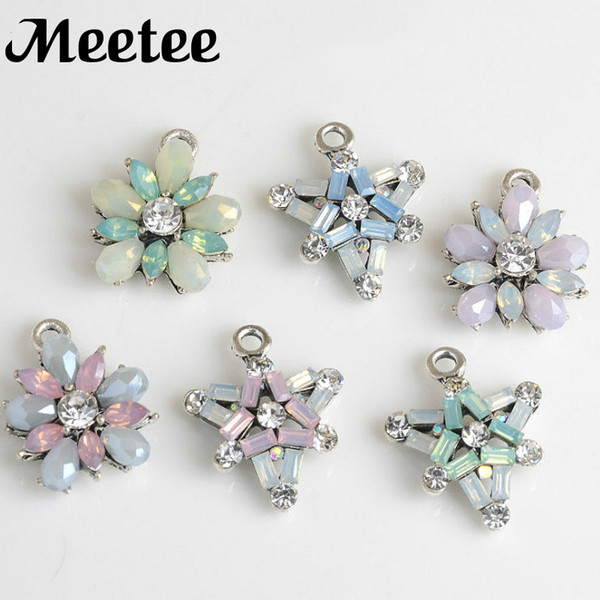 Meetee Metal Rhinestone Button Kawaii Beads Decorative Buttons Buckle Hairclip Jewelry DIY Flowers Star handmade Accessories