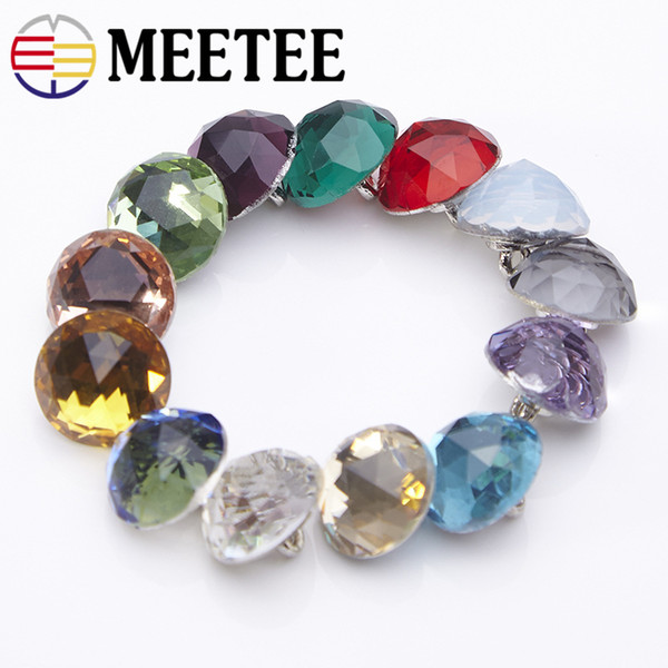 Meetee 12mm Round Crystal Buttons Shirts Chiffon Cuffs Decorative Shank Plastic Buttons DIY Sewing Garment Accessories AP138