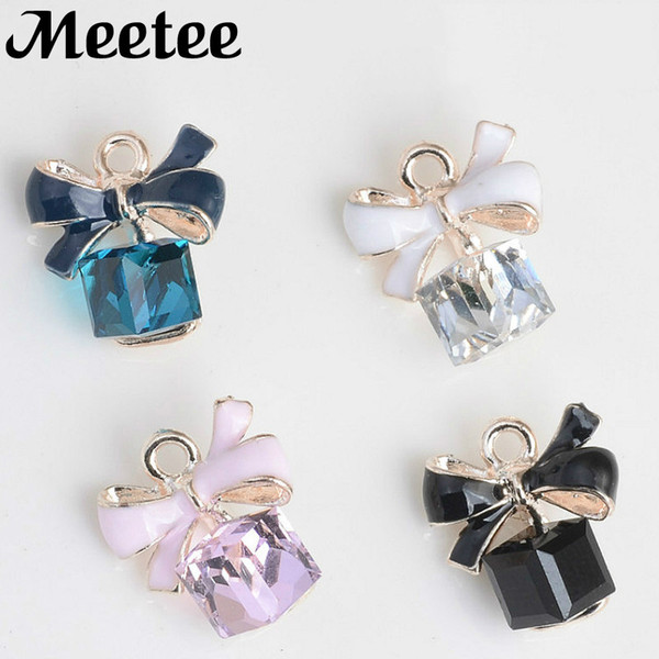 Meetee Kawaii Bowknot Gilrs Rhinestones Button For Clothes transparent Embellishment Decorative Buttons DIY Scrapbooking Craft Accessory