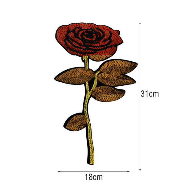 MEETEE New Green red Rose Patches Stickers for Clothes Motif Appliques Flower Suquins Cloth Patch DIY Sewing Patchwork FZ045