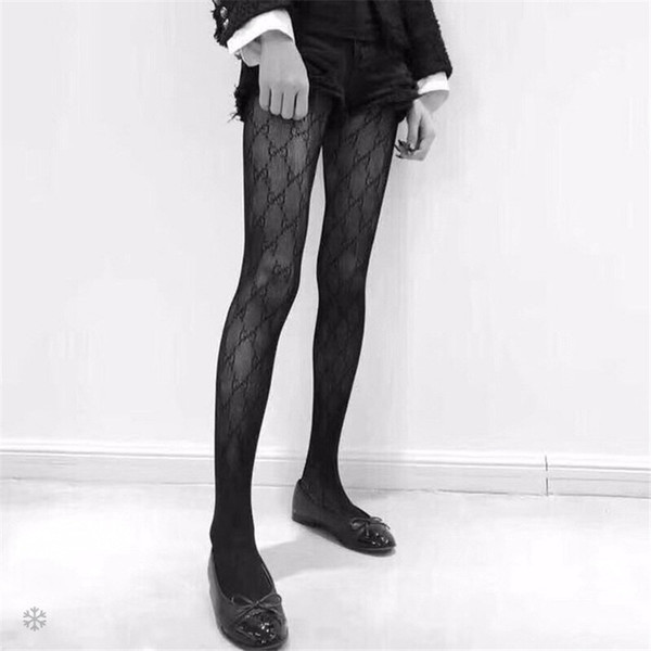 Letters Print Silk Stockings High Quality Brand Socks Women's Hosiery Stockings Sexy Transparent Grid Stockings Female Hosiery