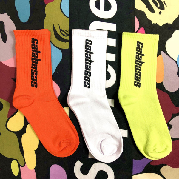 Bursts of Calabasas Socks Tricolor Fashion Base Basics Color Stockings Men Sports Basketball Socks