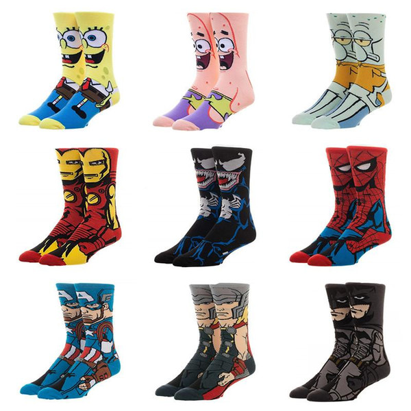 USA Fashion Cartoon Anime Superhero Socks Men Women Long Happy Art Funky Socks Crazy Cool Flash Man Captain Socks Free Size