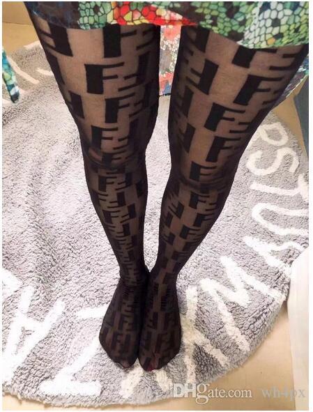 new F tights socks women Tights fashion logo Pantyhose sexy thin jacquard romper silk stockings female summer sexy socks lace socks