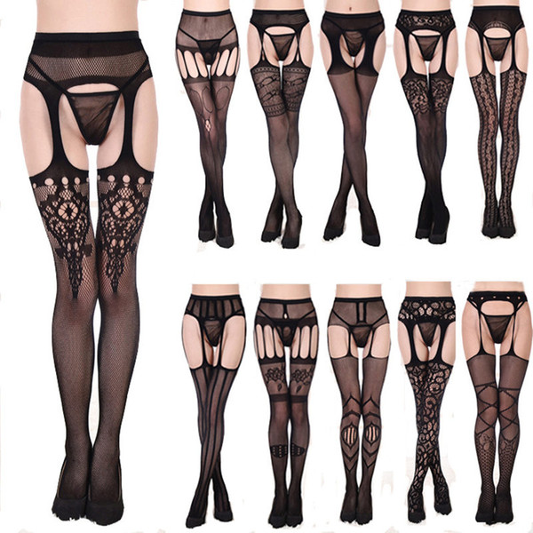 Sexy Fishnet Stockings Pantyhose Tights suspender Stockings Open Crotch Women Sexy Underwear Bodystocking Lingerie Women Clothes 410015