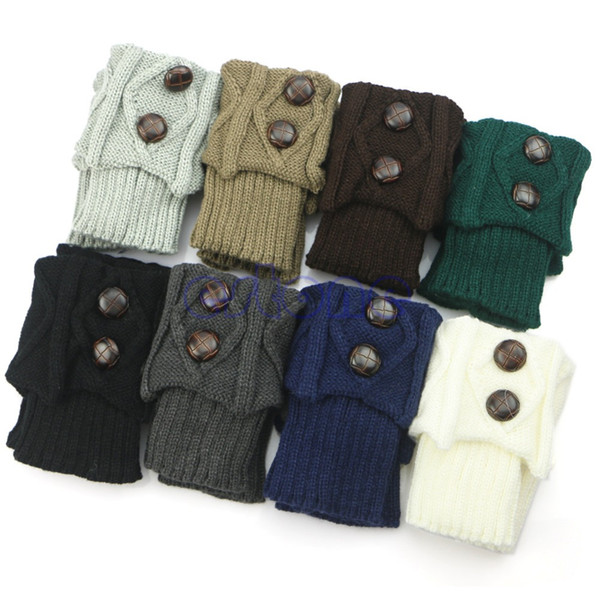 Wholesale-Women Hot Winter Crochet Knit Socks Button Boot Socks Toppers Cuffs