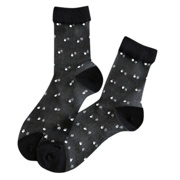 Women Casual Summer Fashion Transparent Silk Dot Socks Short Cute Gift Sock sock cute socks Cotton Casual Standard Polyester