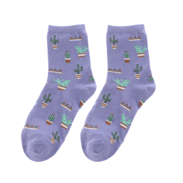 Wholesale- 1Pair New Fashion Plant Cactus Pattern Women Girl Comfortable Lovely Cute Socks Cotton Casual Warm Soft Socks