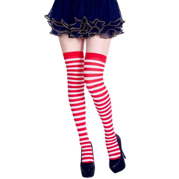 Womens Long Striped Stockings Red Cartoon Wally Thigh High Stockings Cosplay Halloween