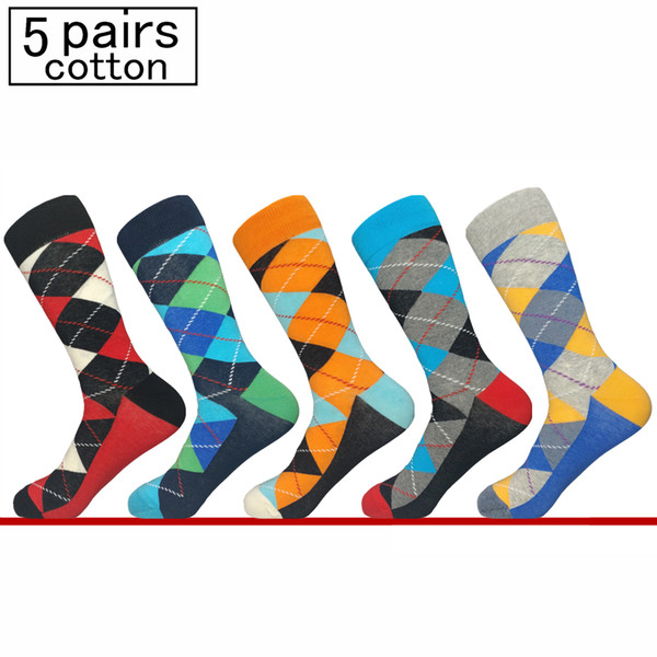 5 pair/lot Happy Socks Oil Painting Combed Cotton Brand Harajuku Men Socks Colorful Dress knit Crew Long Funny