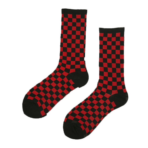 5 Pairs/Lot Harajuku Casual Men Socks Checkered Color Trend Socks National Wind Creative Men Cotton Socks