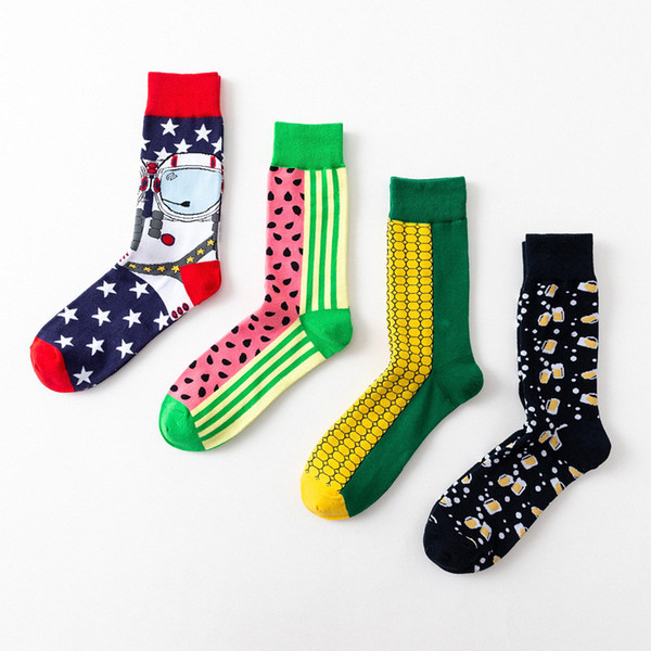 New Trend Wild Mens Socks Funny Novelty Sock Combed Cotton Comfortable Breathable Socks Men Big Size Crew Sock