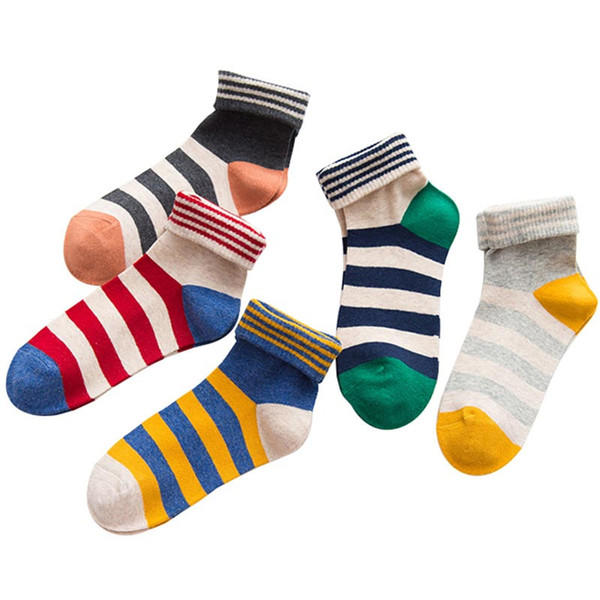 Fashion Candy Color Ladies Socks Cotton Striped Personality Female Middle Tube Socks Breathable Comfortable Design Women Socks 5 pairs/lot