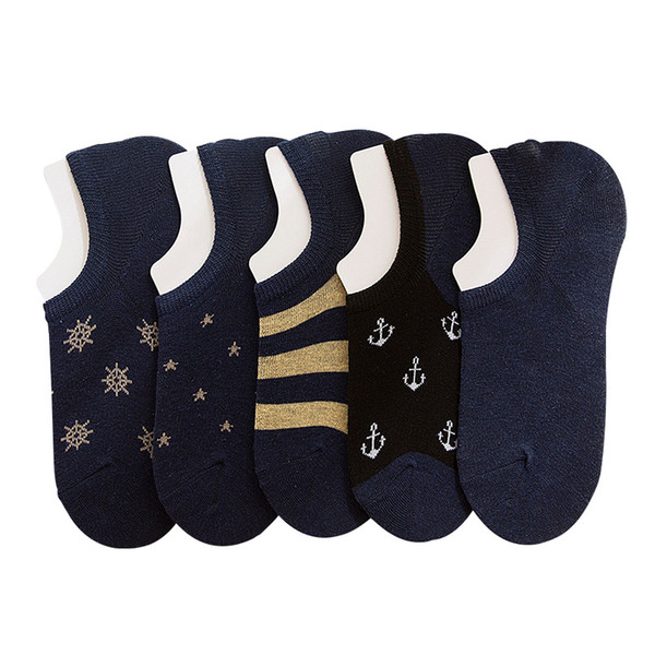 5 Pairs/lot Stars Snowflake Socks Men Spring Summer Autumn Cotton Casual Short Socks Fashion Silica gel Non-slip Socks Men